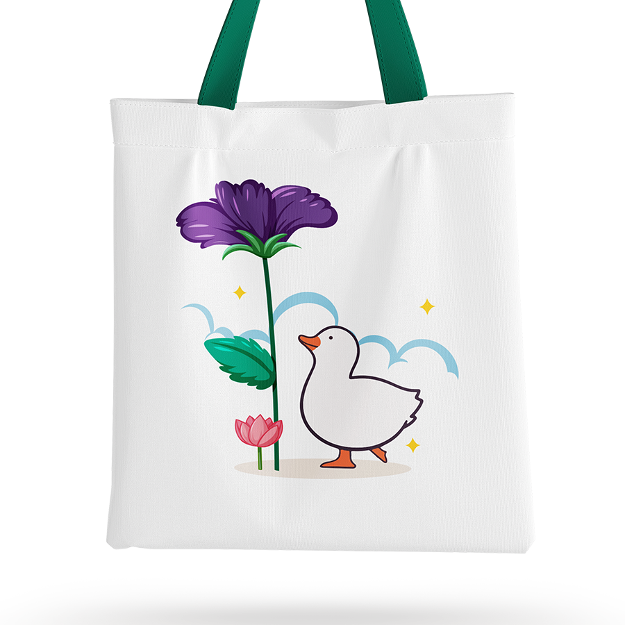 Natural Lotus And Goose Tote Bag