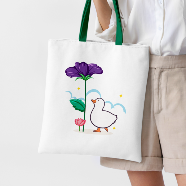 Natural Lotus And Goose Tote Bag