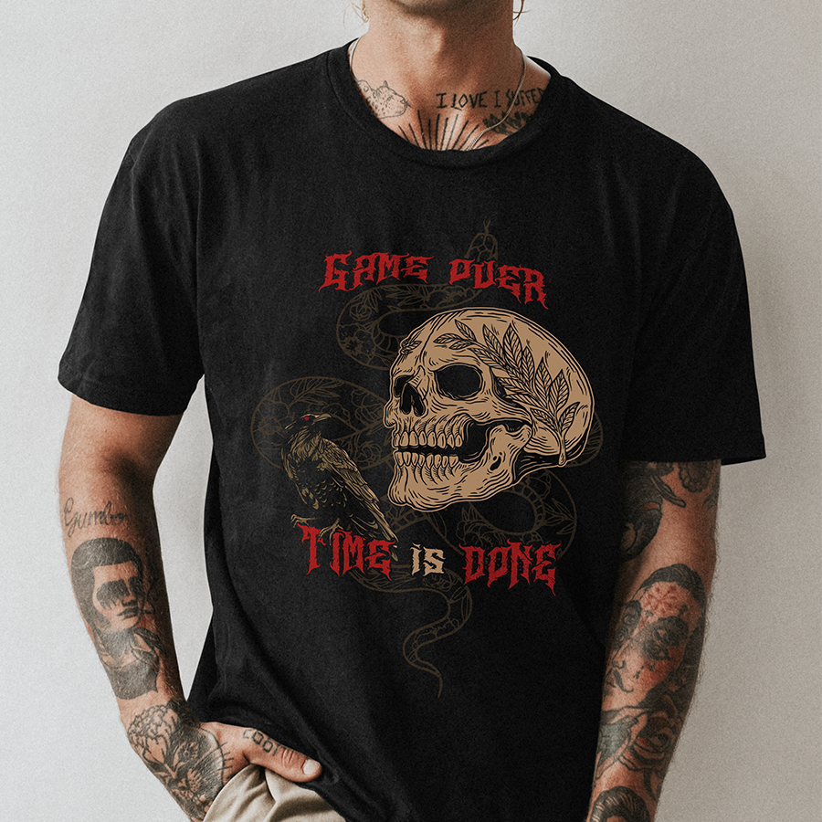 Skull And Snake Game Over Men T-shirt