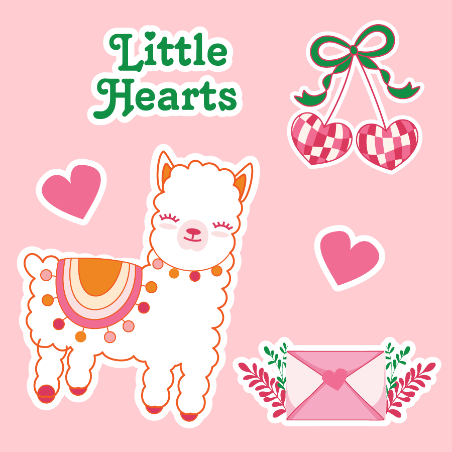 Little Alpaca Hearts Delight Sticker Sheet